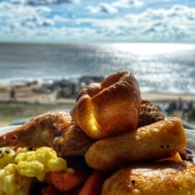 roast dinner overlooking the sea